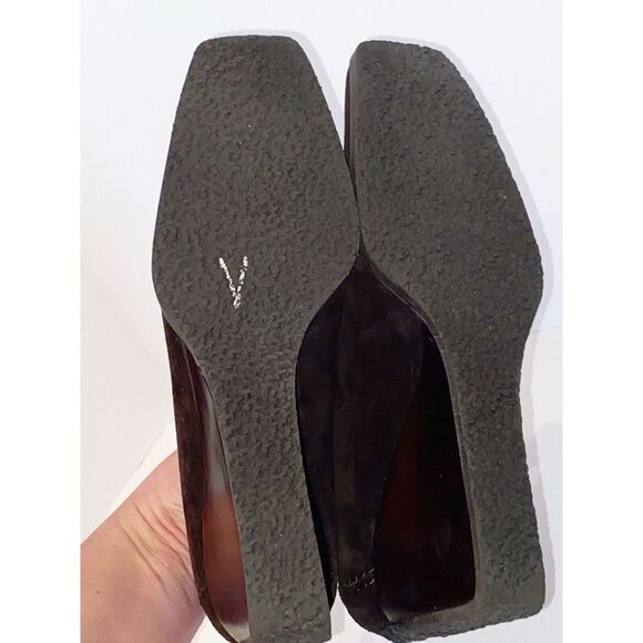 Stuart Weitzman Wedge Loafer Heel Suede Tassel Size 7 Classic Brown Y2K Retro - Picture 6 of 16